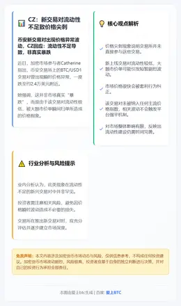 CZ：新交易对流动性不足致价格尖刺
