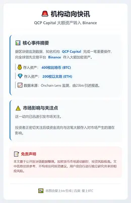QCP Capital向Binance存入400枚BTC与2