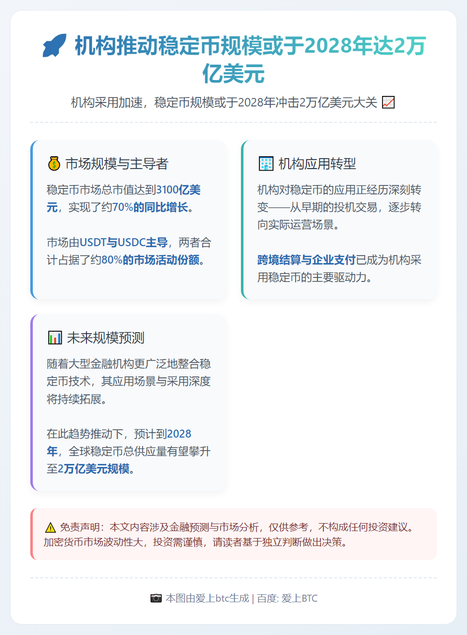 机构推动稳定币规模或于2028年达2万亿美元