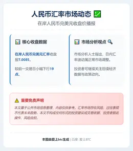 在岸人民币收报7.0085