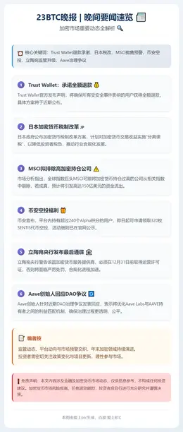 23btc晚报 | 12月26日晚间要闻速览