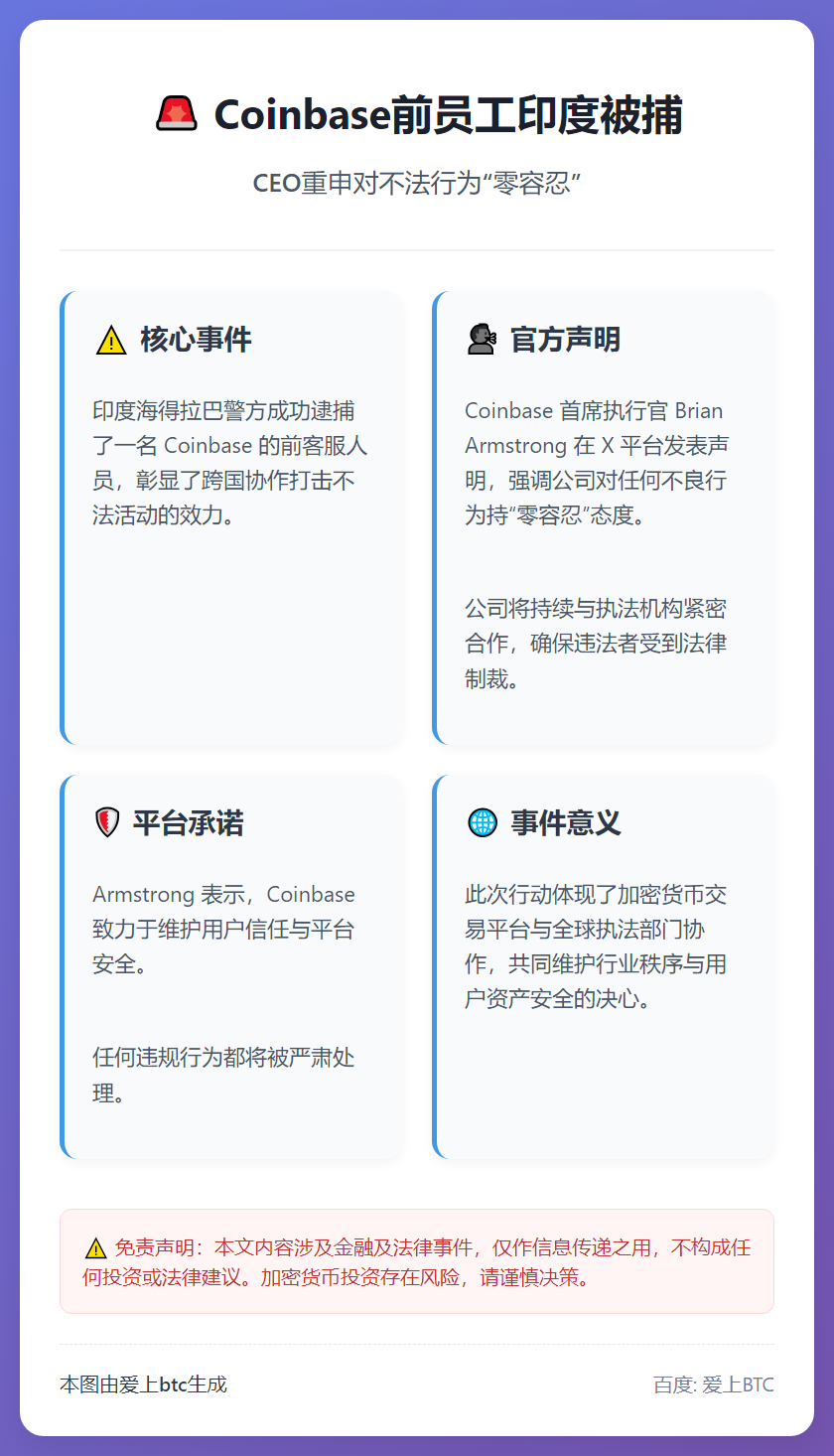 Coinbase前员工印度被捕