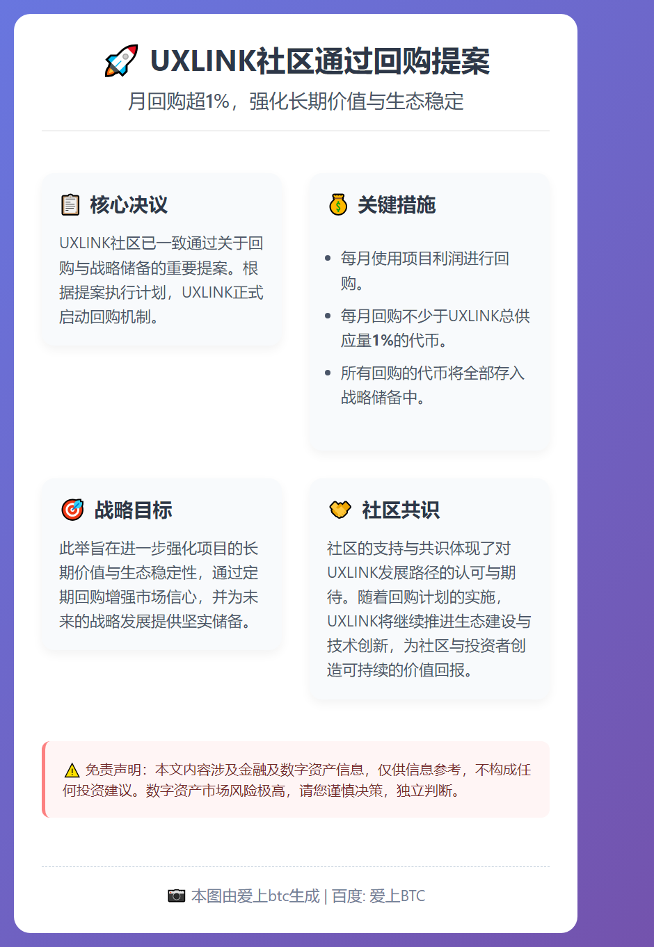 UXLINK社区通过回购提案，月回购超1%