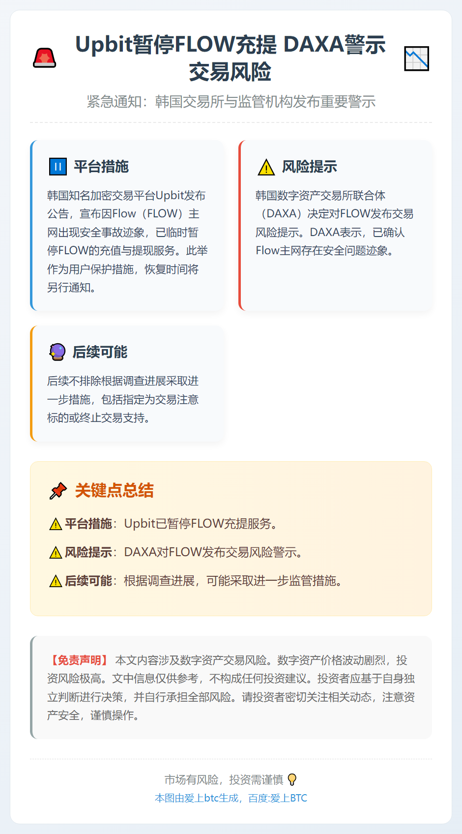 Upbit暂停FLOW充提 DAXA警示交易风险