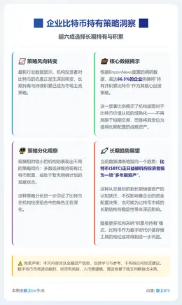 企业比特币持有策略：66.3%选择积累为主