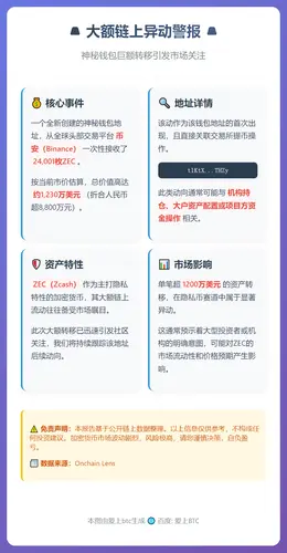 新钱包从币安接收2.4万枚ZEC