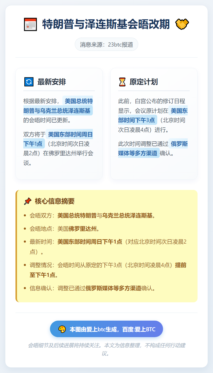 特朗普与泽连斯基会晤改期