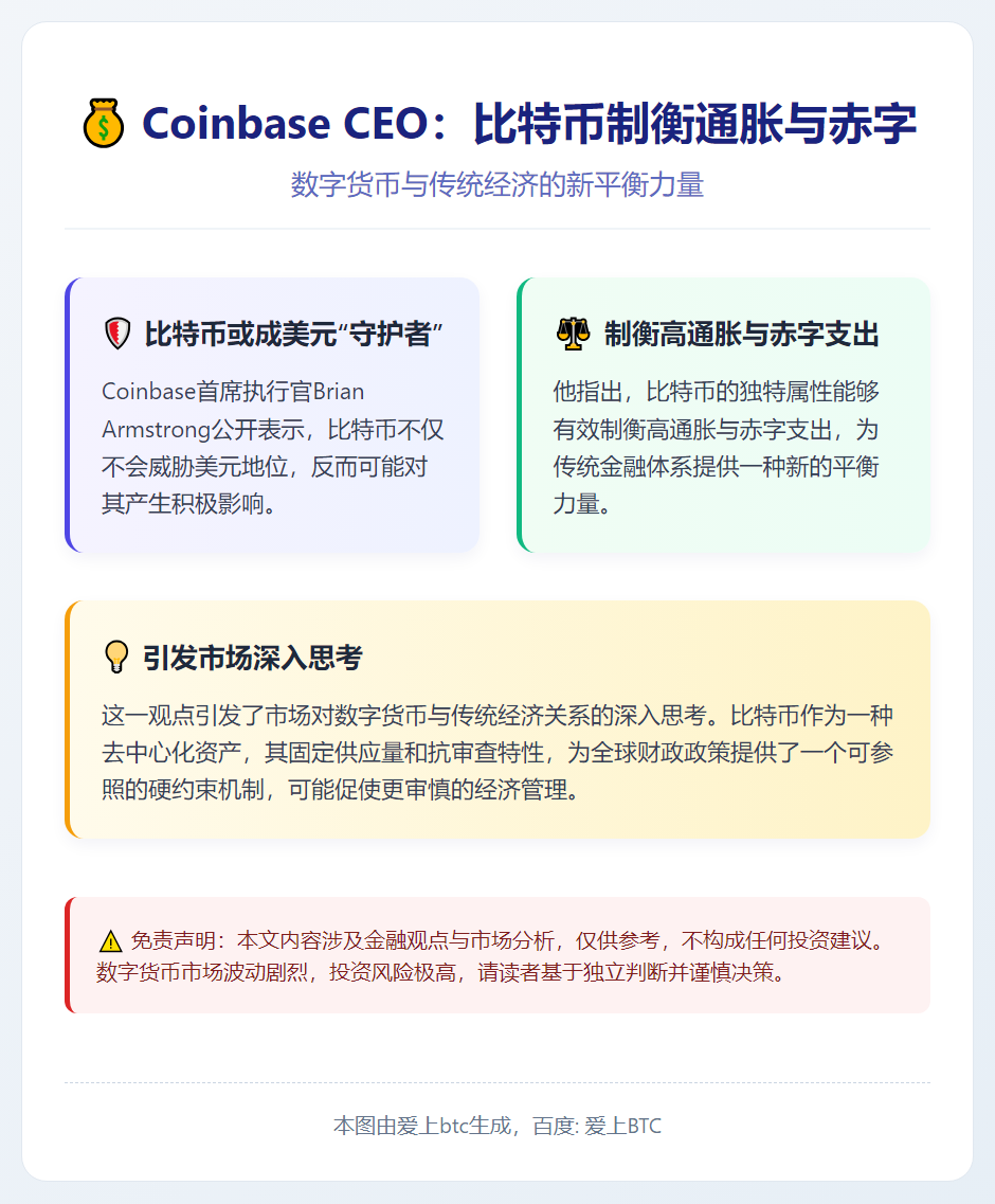 Coinbase CEO：比特币制衡通胀与赤字