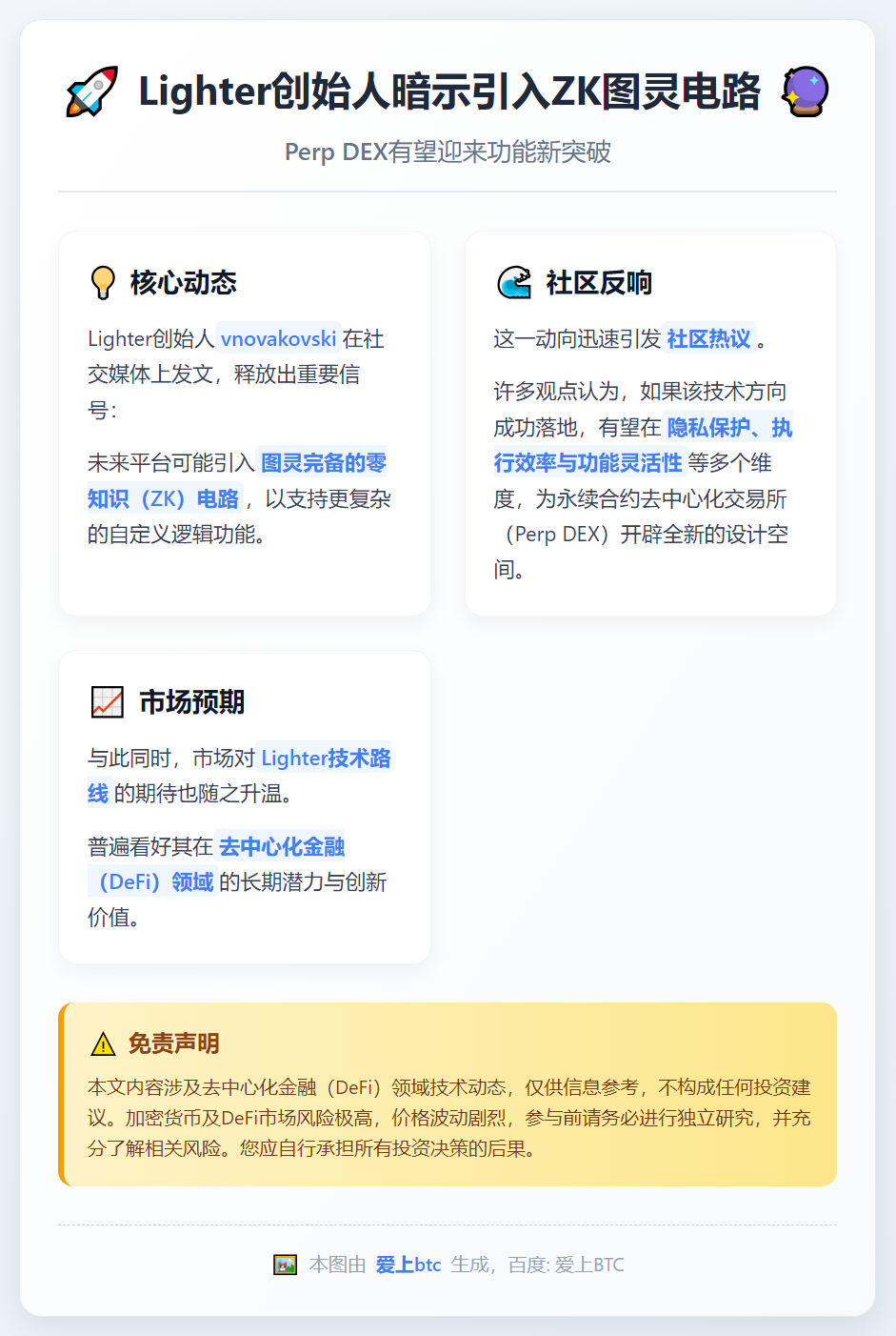 Lighter创始人暗示引入ZK图灵电路
