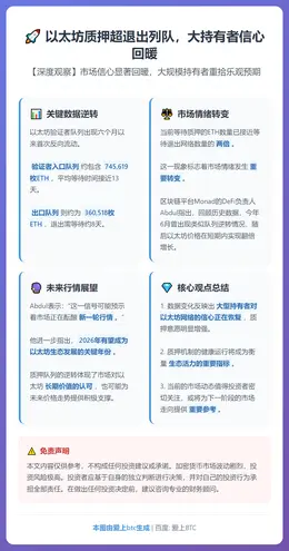 以太坊质押超退出列队，大持有者信心回暖