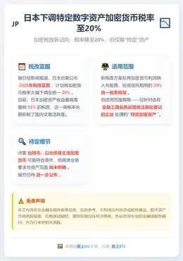 日本下调特定数字资产加密货币税率至20%
