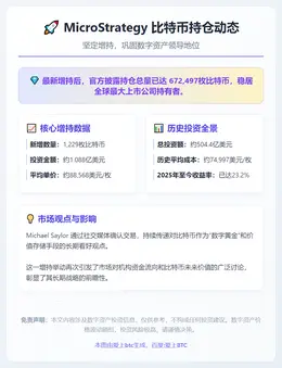 Strategy增持1229枚比特币，总量达672497枚
