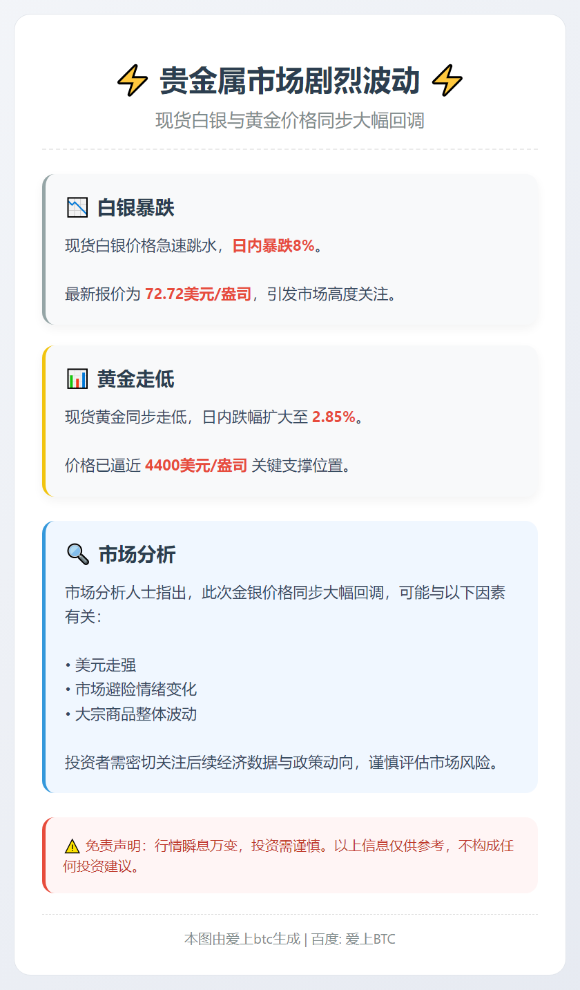 白银暴跌8%报72.72美元