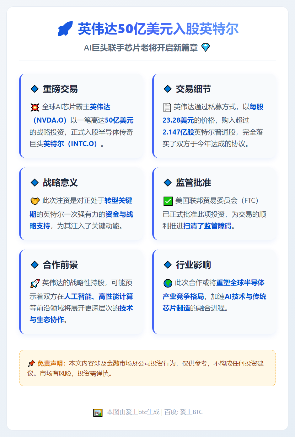 英伟达50亿美元入股英特尔