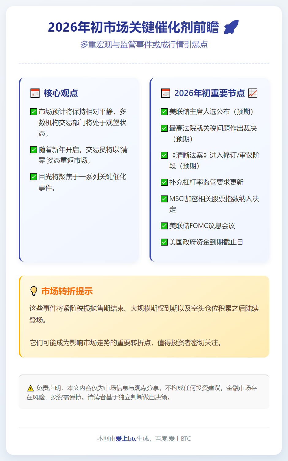 2026年初市场关键催化剂前瞻