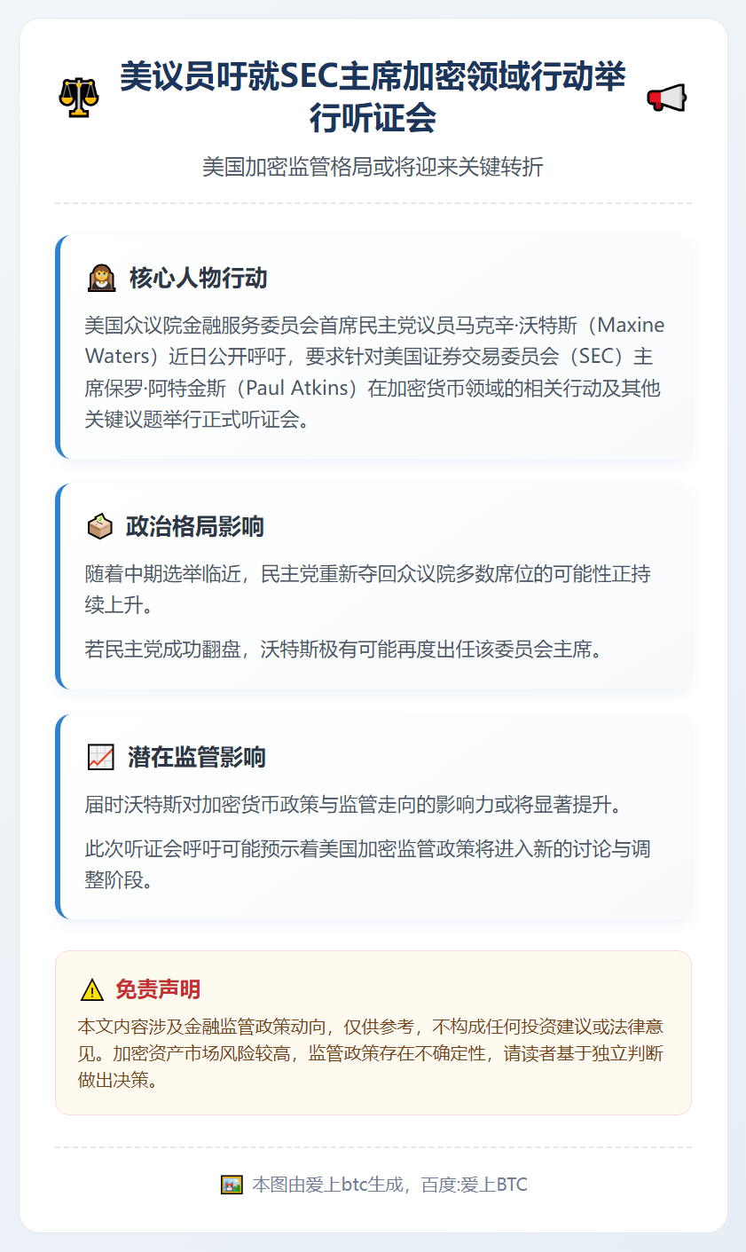 美议员吁就SEC主席加密领域行动举行听证会