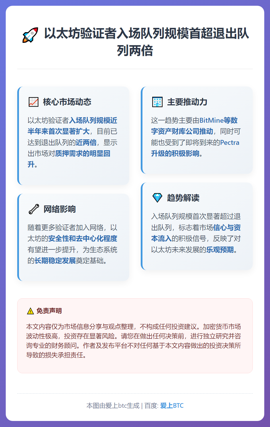 以太坊验证者入场队列规模首超退出队列两倍