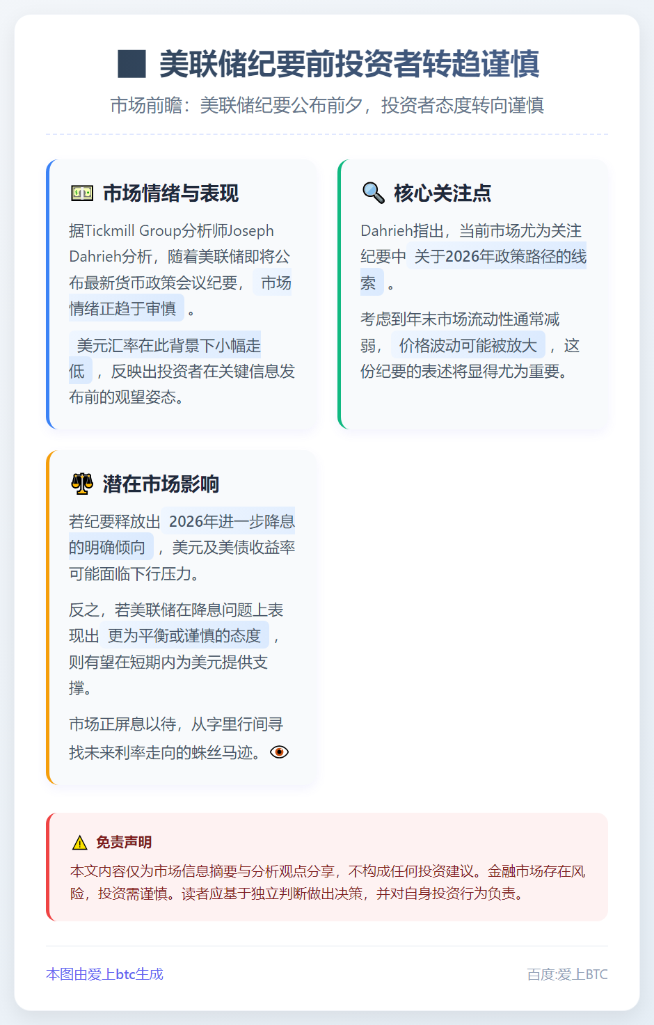 美联储纪要前投资者转趋谨慎