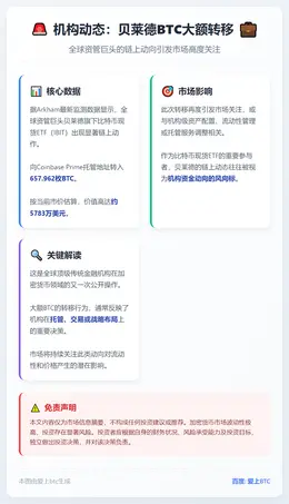 贝莱德向Coinbase转入658枚BTC，价值5783万美