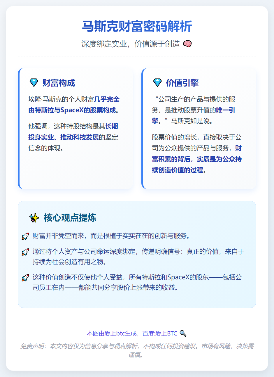 马斯克财富几乎全系特斯拉与SpaceX股票