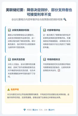 美联储纪要：降息决定微妙，部分支持者也可接受利率不变
