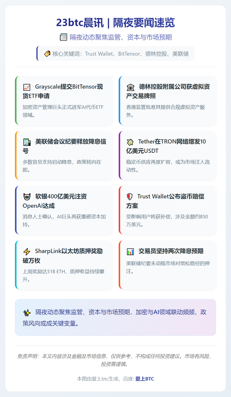 23btc晨讯 | 12月31日隔夜要闻速览