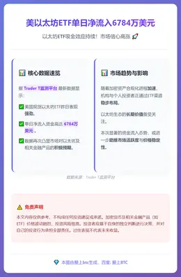 美以太坊ETF单日净流入6784万美元