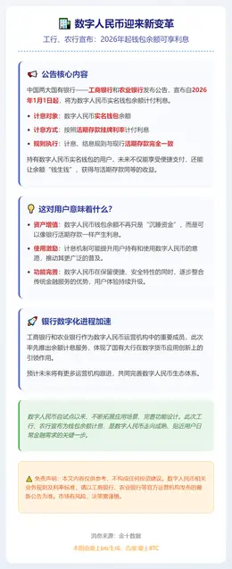 工行农行：数字人民币钱包2026年起计息