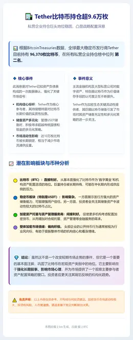 Tether比特币持仓超9.6万枚