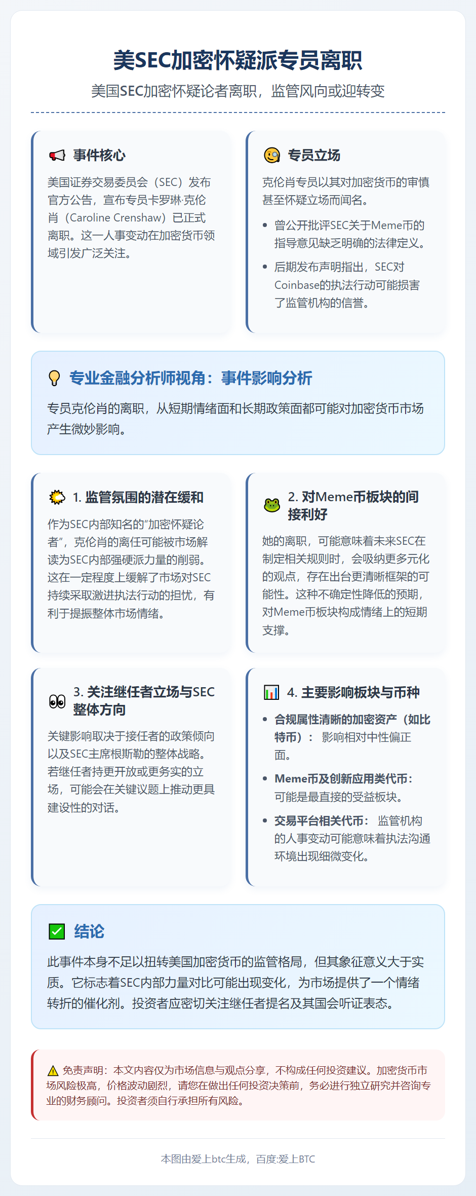 美SEC加密怀疑派专员离职