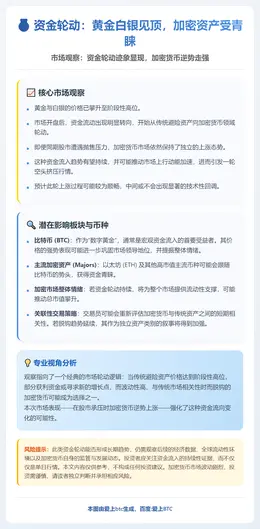 资金轮动：黄金白银见顶，加密资产受青睐