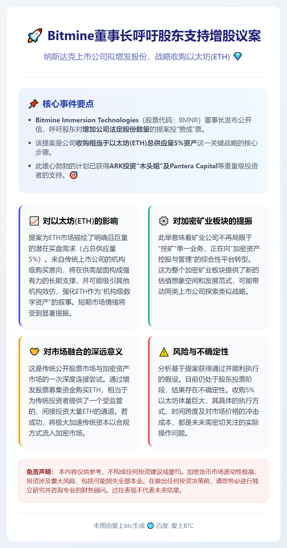 Bitmine董事长呼吁股东支持增股议案