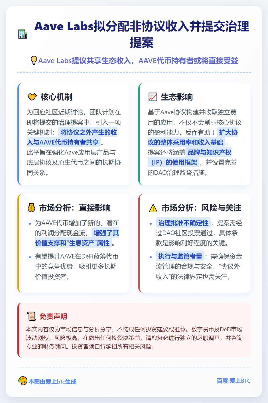 Aave Labs拟分配非协议收入并提交治理提案