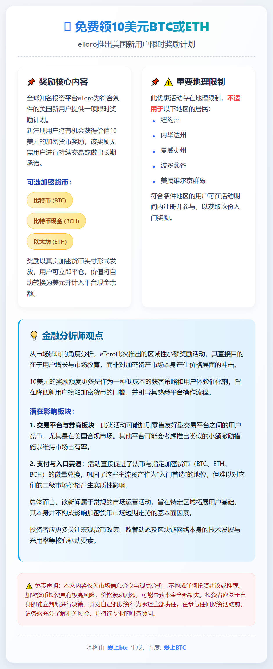 免费领10美元BTC或ETH