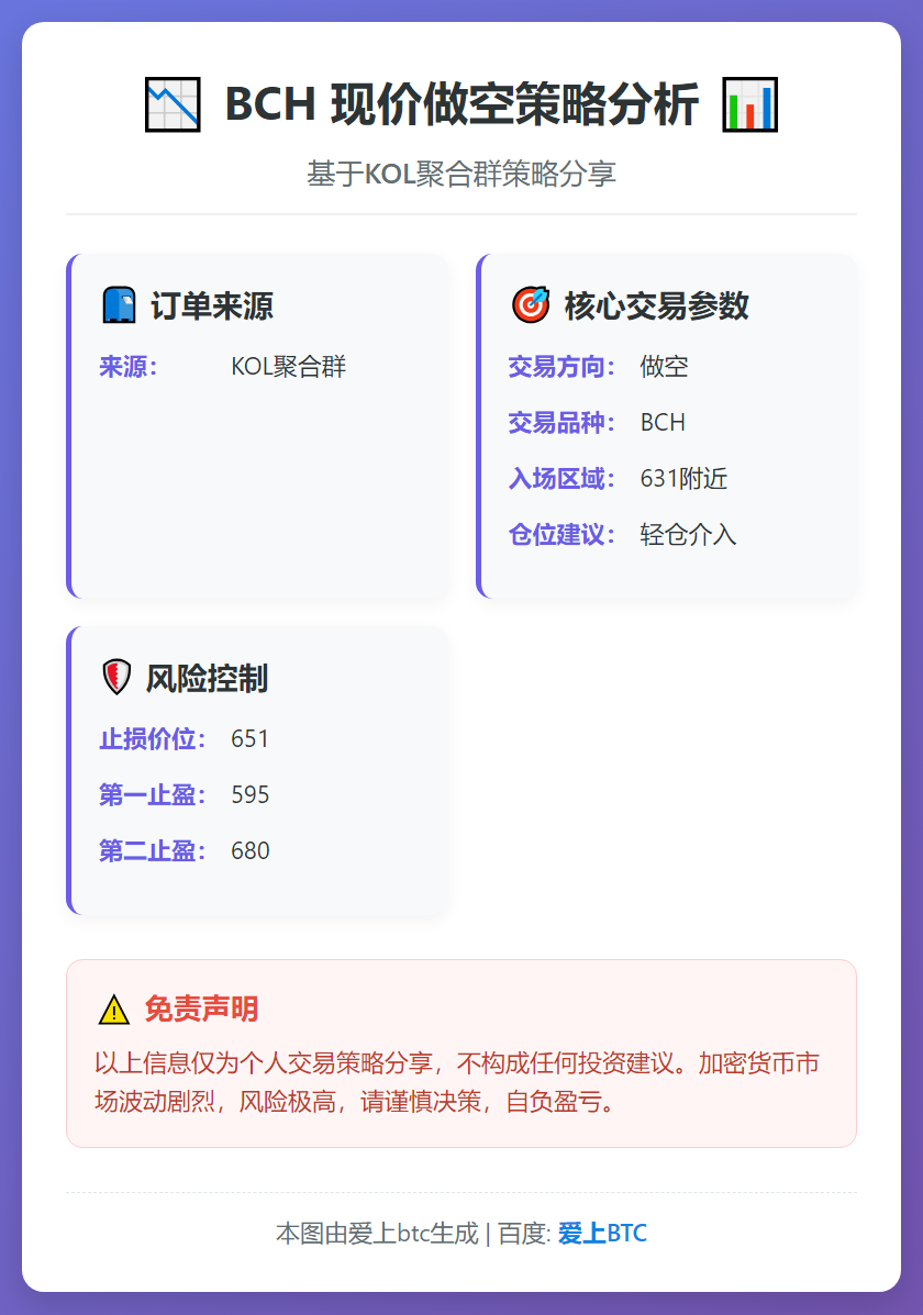 BCH现价631做空策略