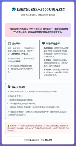 巨鲸向币安存入3500万美元ZEC