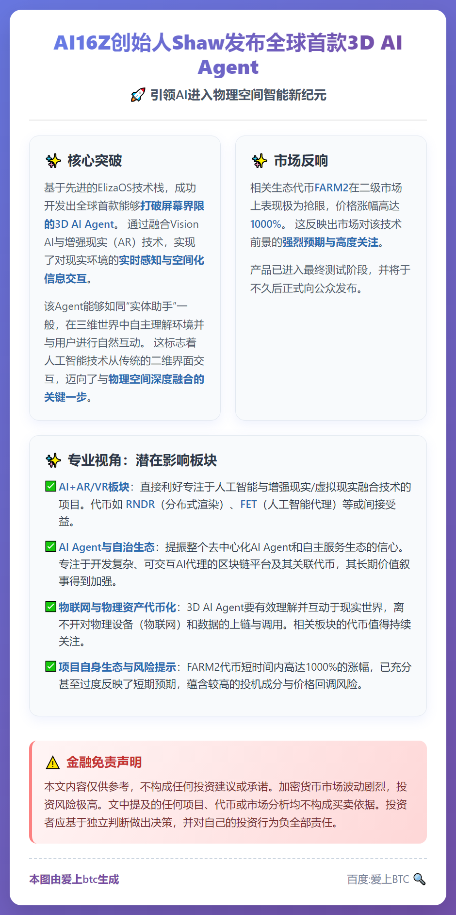AI16Z创始人Shaw发布全球首款3D AI Agent