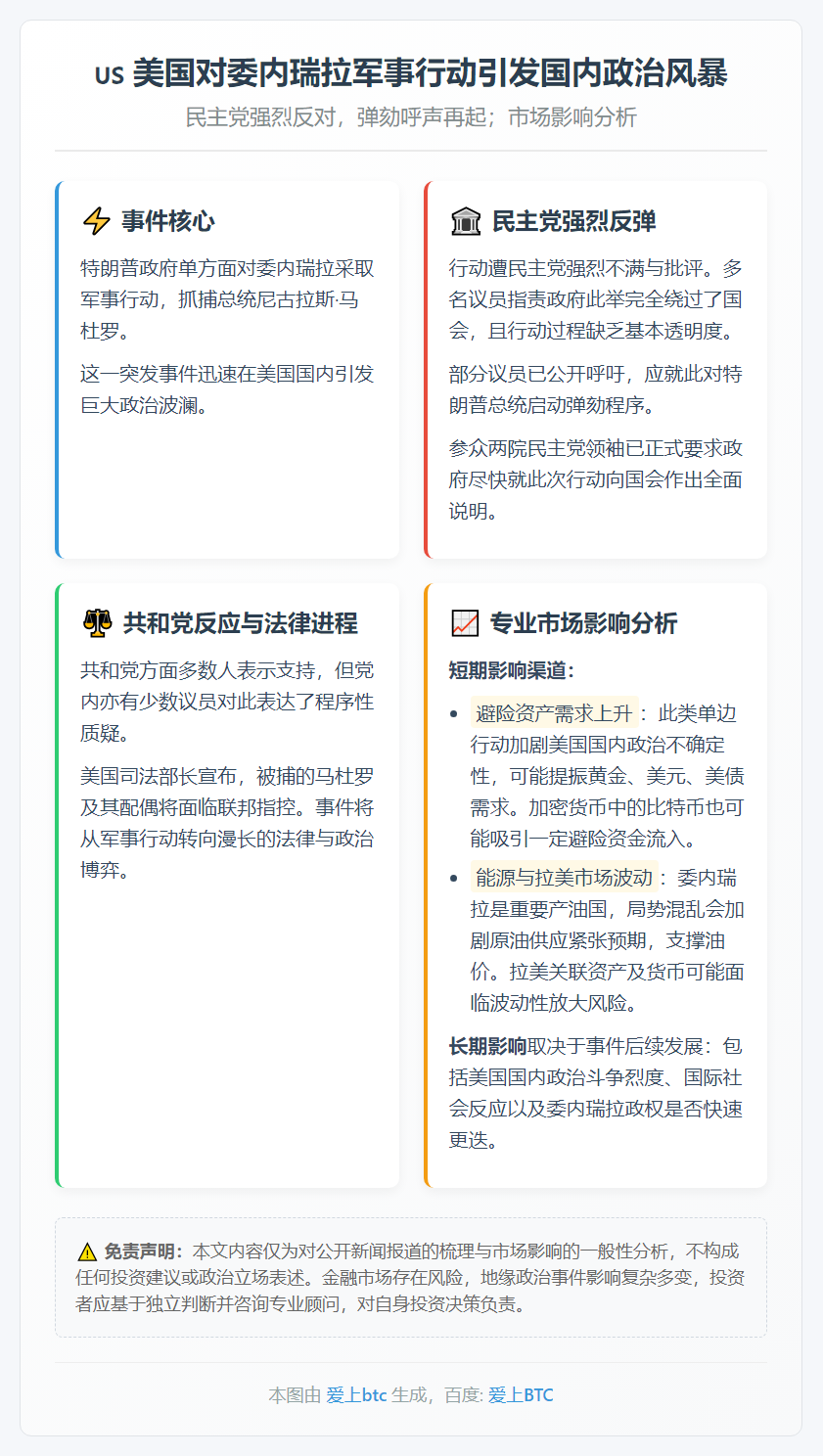 民主党反对特朗普对委行动 部分议员吁弹劾