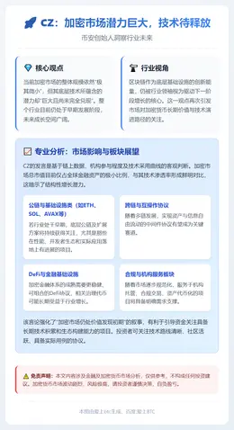 CZ：加密市场潜力巨大，技术待释放