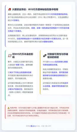 大额IRYS从CEX流入单一钱包