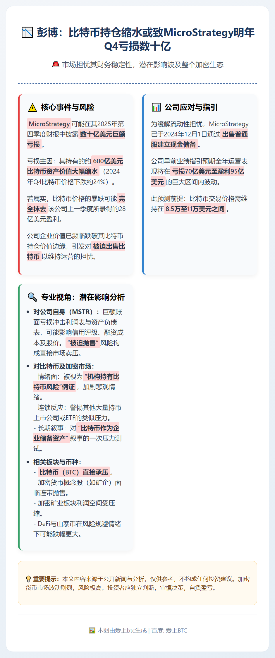 彭博：比特币持仓缩水或致Strategy明年Q4亏损数十亿