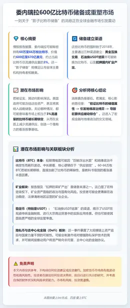 委内瑞拉600亿比特币储备或重塑市场