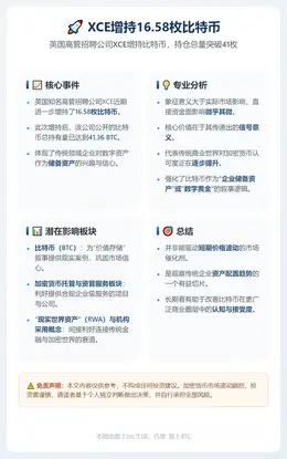 XCE增持16.58枚比特币