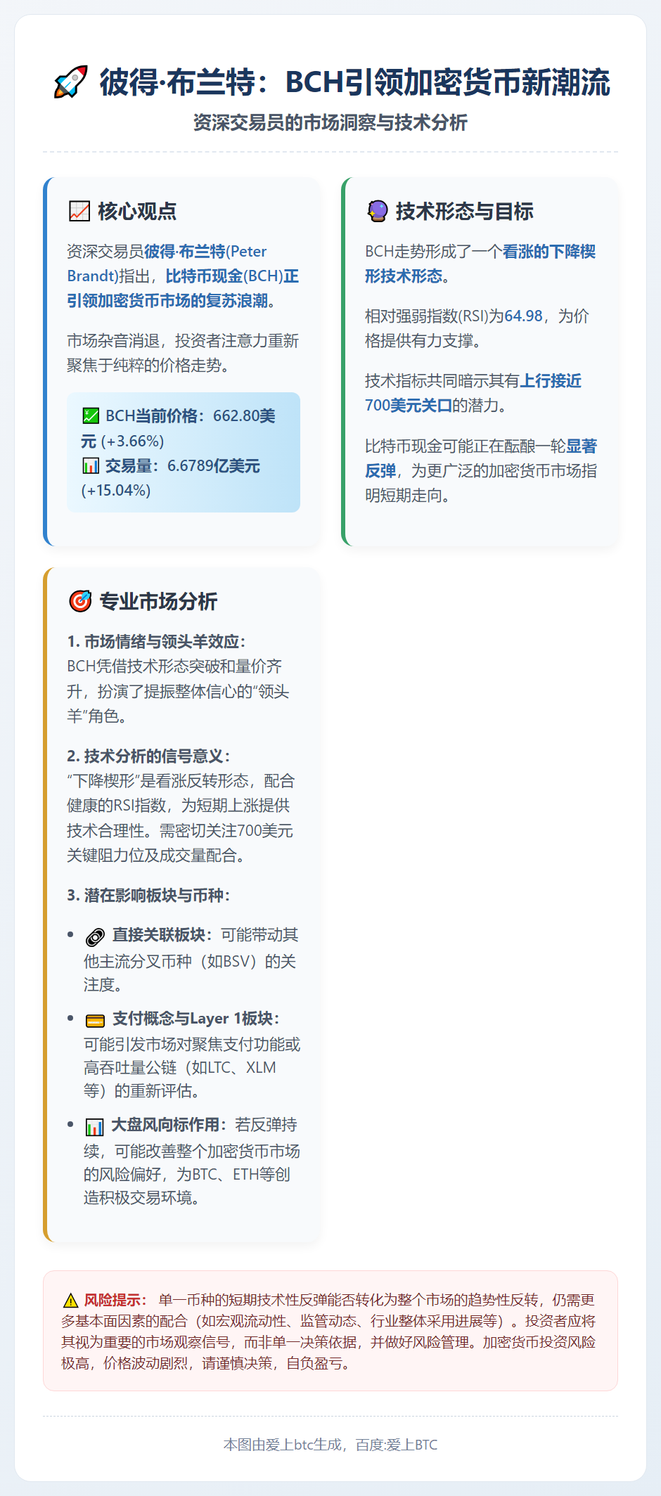 彼得·布兰特：BCH引领加密货币新潮流