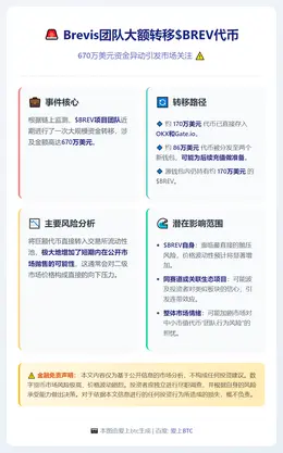 Brevis团队转移670万美元BREV代币至交易所