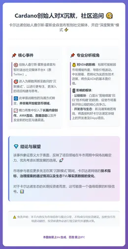 Cardano创始人对X沉默，社区追问
