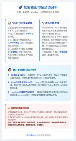 XRP、PUMP、Cardano价格预测