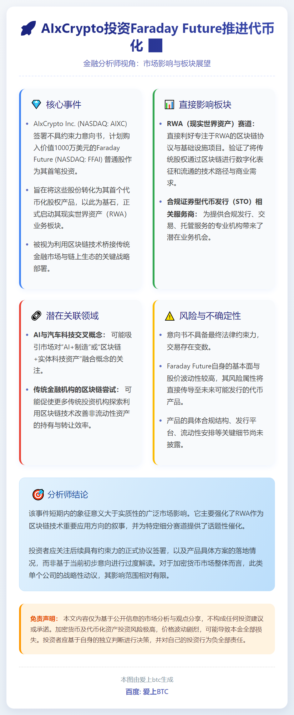 AIxC投资Faraday Future推进代币化