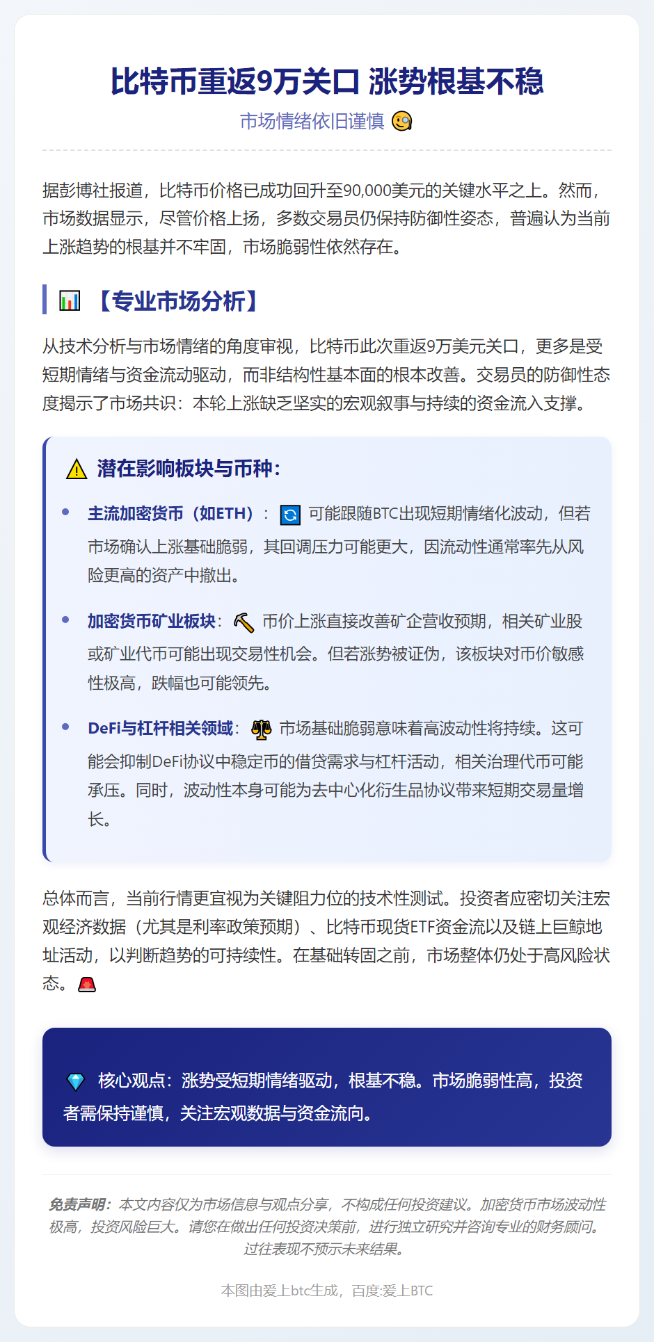 比特币重返9万关口 涨势根基不稳