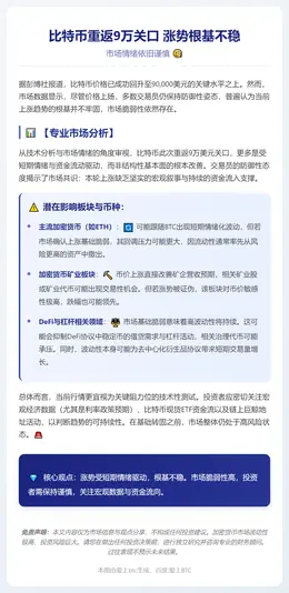比特币重返9万关口 涨势根基不稳